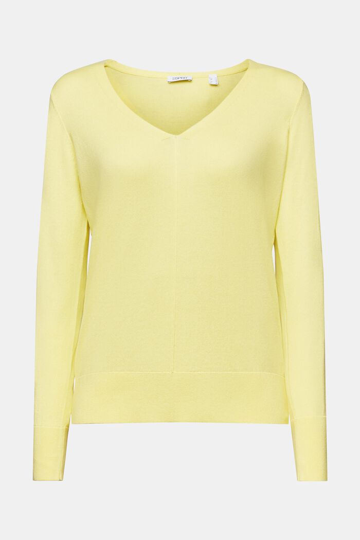 Pullover in cotone con scollo a V, PASTEL YELLOW, detail image number 6