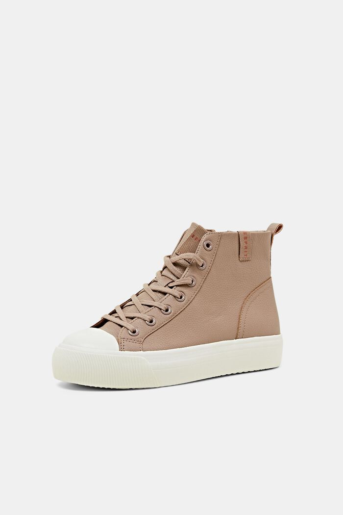 Sneakers con plateau in similpelle, TAUPE, detail image number 2