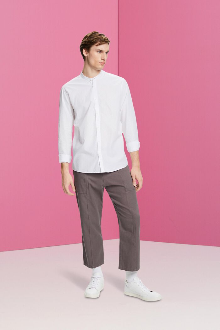 Camicia Slim Fit strutturata con colletto alto, WHITE, detail image number 4