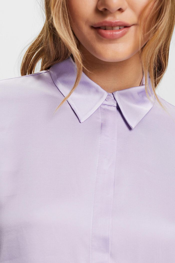 Blusa in raso a maniche lunghe, LAVENDER, detail image number 2
