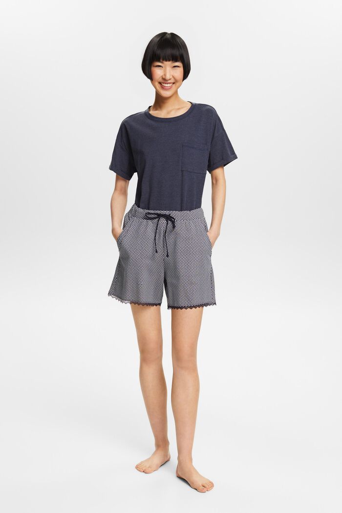 Shorts in jersey con stampa, NAVY, detail image number 1