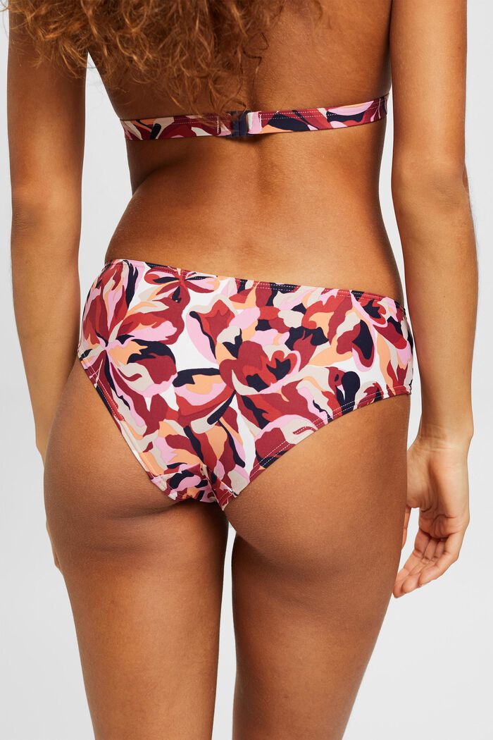 Slip da bikini a vita bassa con stampa floreale, DARK RED, detail image number 2