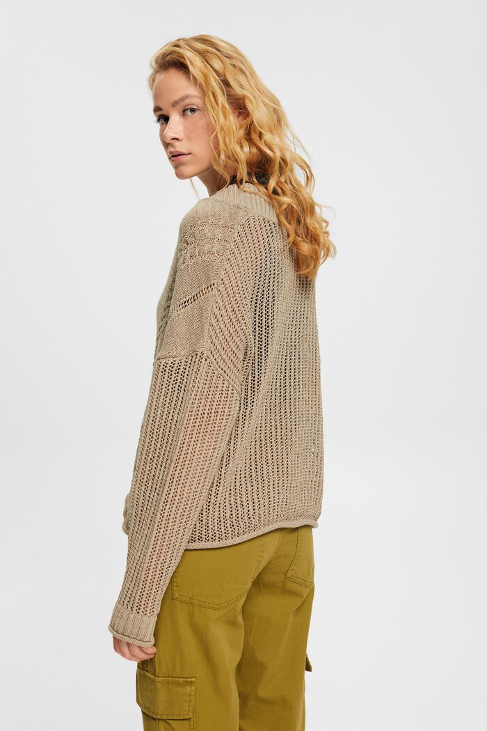 Pullover in maglia con design pointelle, PALE KHAKI, detail image number 3