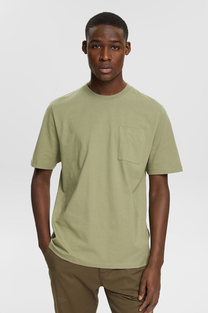 T-shirt in jersey, 100% cotone, LIGHT KHAKI, detail image number 0