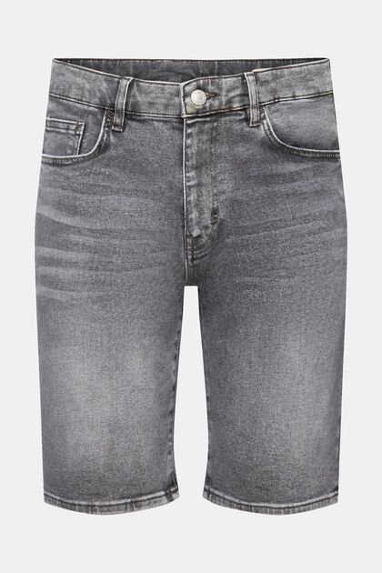 Pantaloncini in denim relaxed slim fit, GREY MEDIUM WASHED, overview