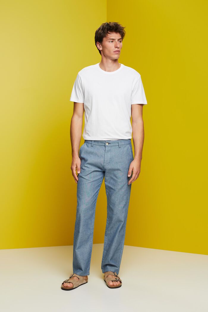 Pantaloni chino strutturati, 100% cotone, BLUE, detail image number 5