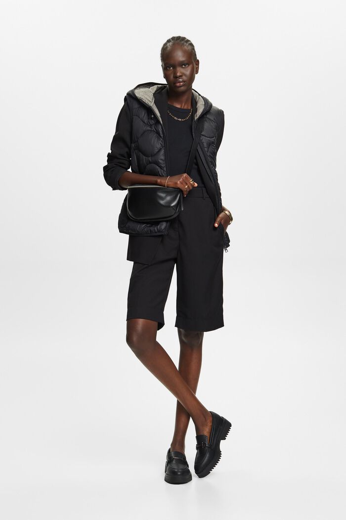 Riciclato: giacca trapuntata trasformabile con cappuccio, BLACK, detail image number 1