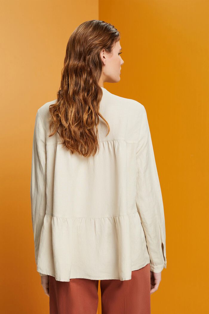 Blusa in misto lino, LIGHT TAUPE, detail image number 3