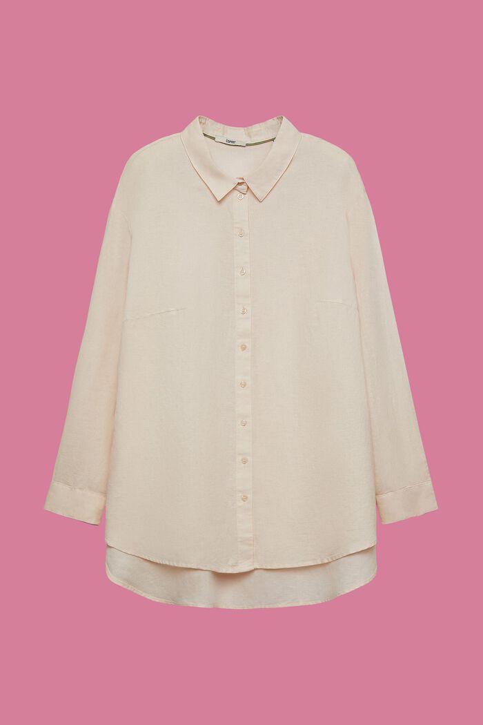 CURVY Blusa in misto lino e cotone, PASTEL PINK, detail image number 2