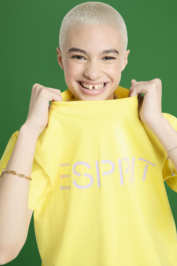 T-shirt unisex in jersey di cotone con logo, LIME YELLOW, detail image number 5