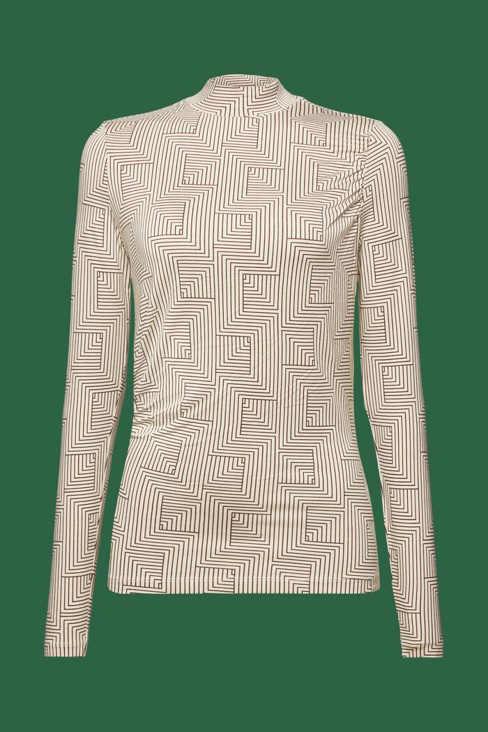 Maglia a manica lunga in jersey stampato con collo a lupetto, BEIGE, detail image number 6