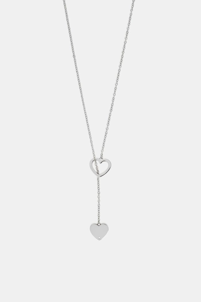 Collana con ciondoli a forma di cuore, acciaio inossidabile, SILVER, detail image number 0