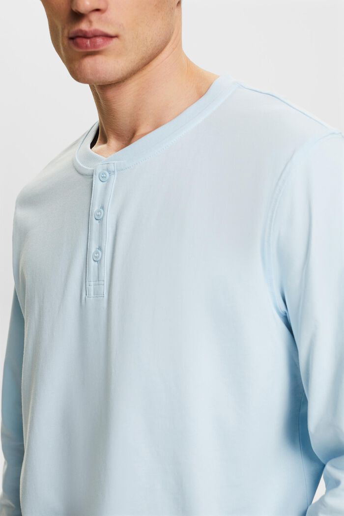 Maglia henley in jersey, PASTEL BLUE, detail image number 2