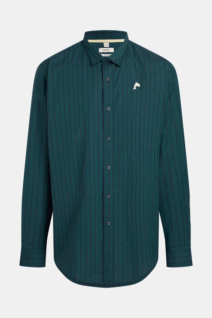 Maglia relaxed fit in popeline a righe, TEAL BLUE, detail image number 5