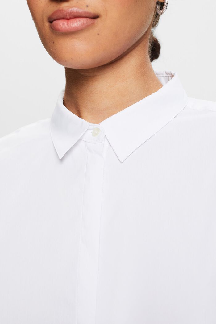 Camicia blusata in popeline, WHITE, detail image number 3