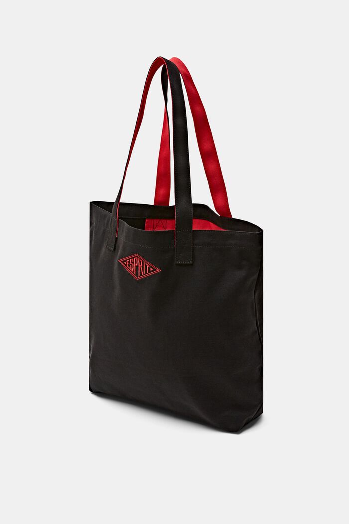 Tote Bag in cotone con logo, BLACK, detail image number 2