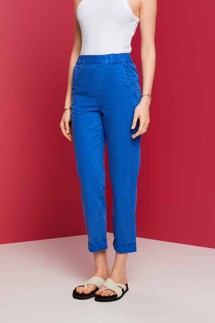 Pantaloni chino pull up dalla lunghezza cropped, BRIGHT BLUE, detail image number 0