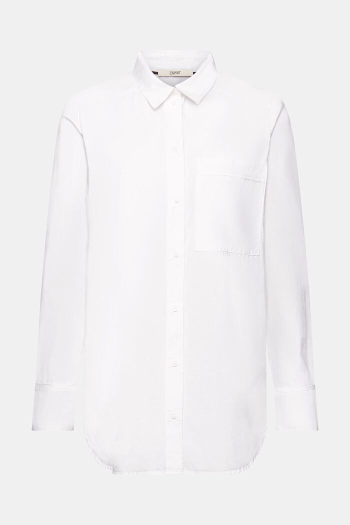 Blusa in cotone con una tasca, WHITE, detail image number 7