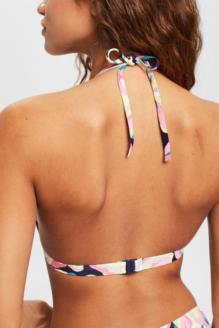 Reggiseno da bikini con allacciatura al collo e stampa floreale, NAVY, detail image number 3