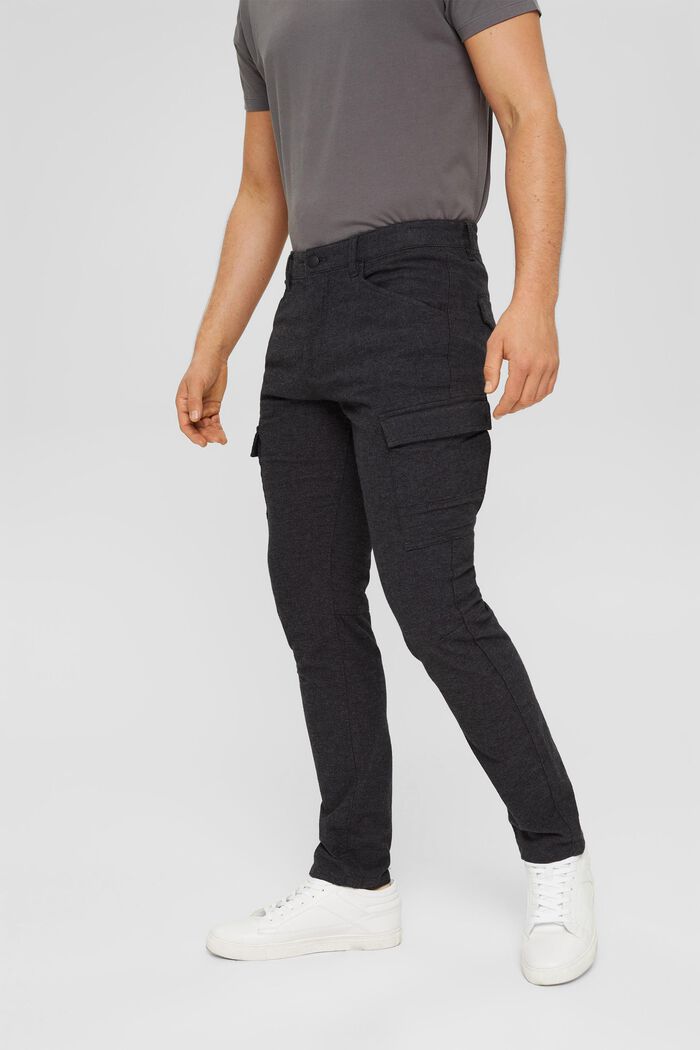 Pantaloni cargo con stretch in cotone biologico, DARK GREY, detail image number 0