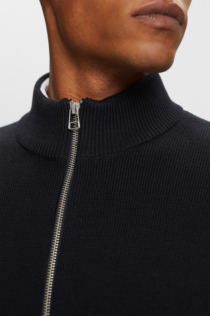 Cardigan con zip, 100% cotone, BLACK, detail image number 3