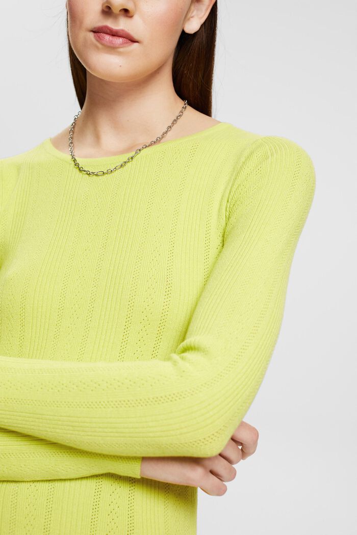 Pullover dal design a giorno, BRIGHT YELLOW, detail image number 2