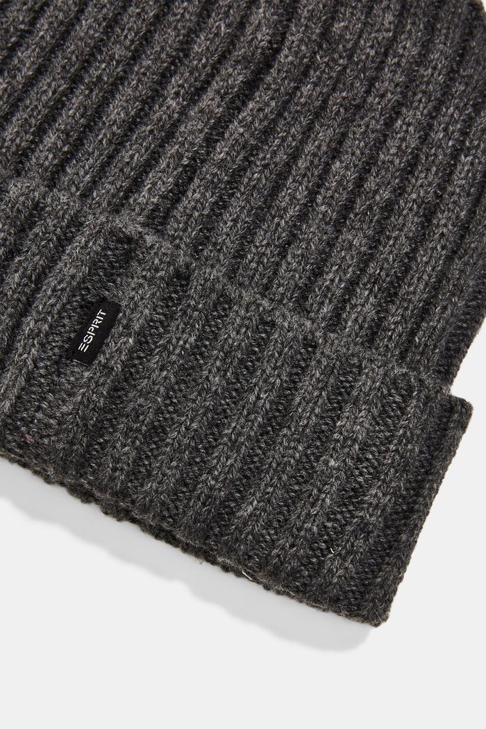 Berretto in maglia a coste, ANTHRACITE, detail image number 1