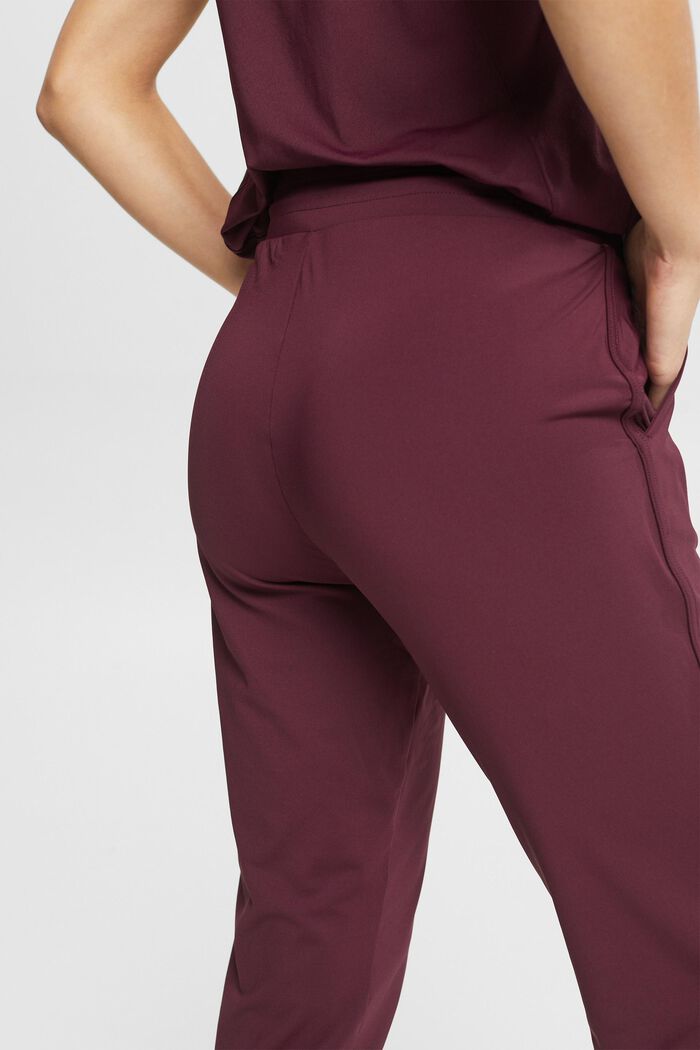 Pantaloni cropped stile jogging in jersey con E-DRY, BORDEAUX RED, detail image number 4