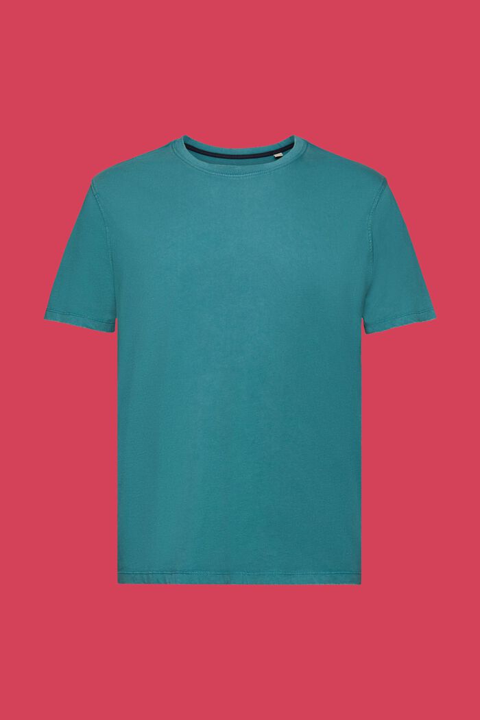 T-shirt in jersey tinta in capo, 100% cotone, TEAL BLUE, detail image number 5