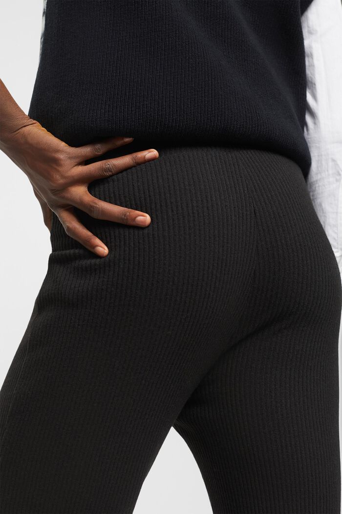 Pantaloni in maglia a coste, BLACK, detail image number 4