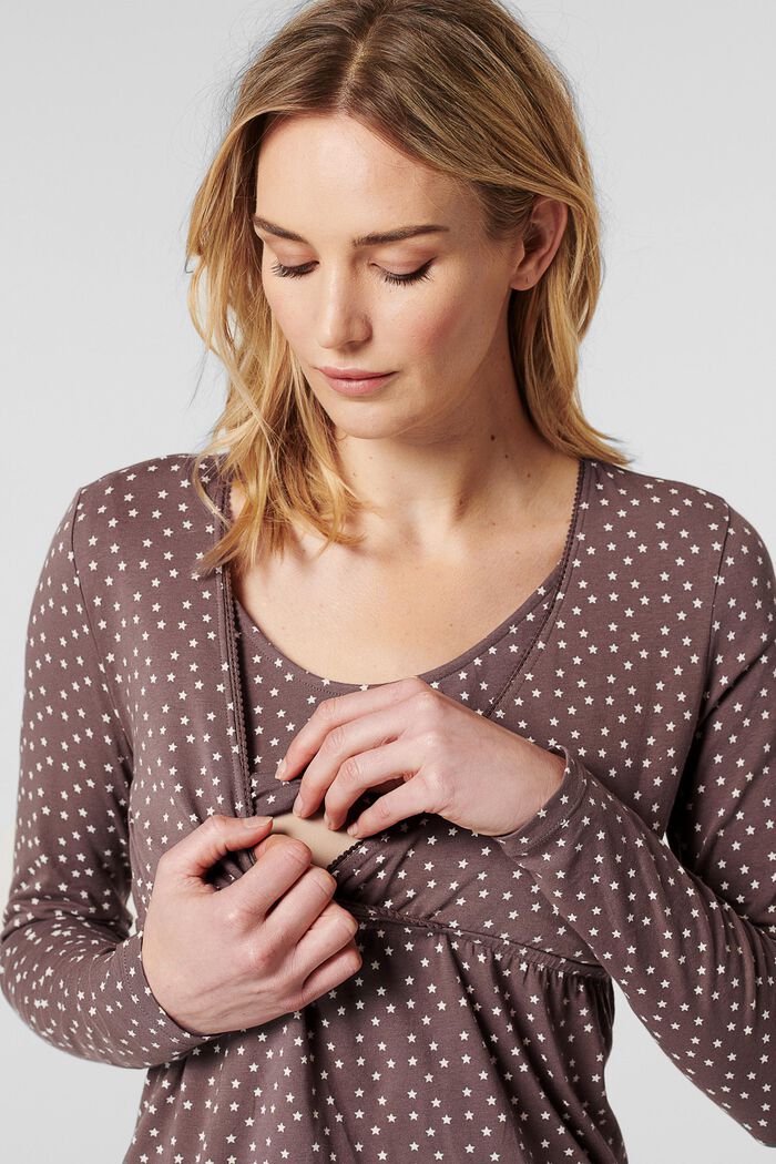 Maglia da pigiama con funzione da allattamento in jersey, cotone biologico, TAUPE, detail image number 2
