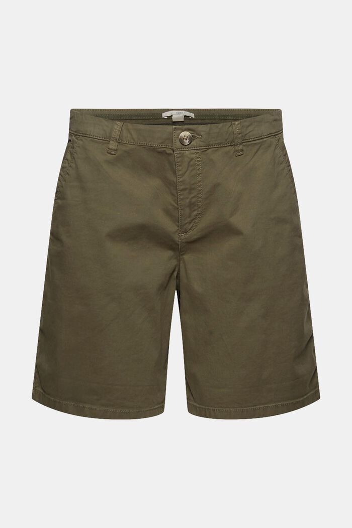 Shorts chino in cotone Pima biologico stretch, KHAKI GREEN, detail image number 0
