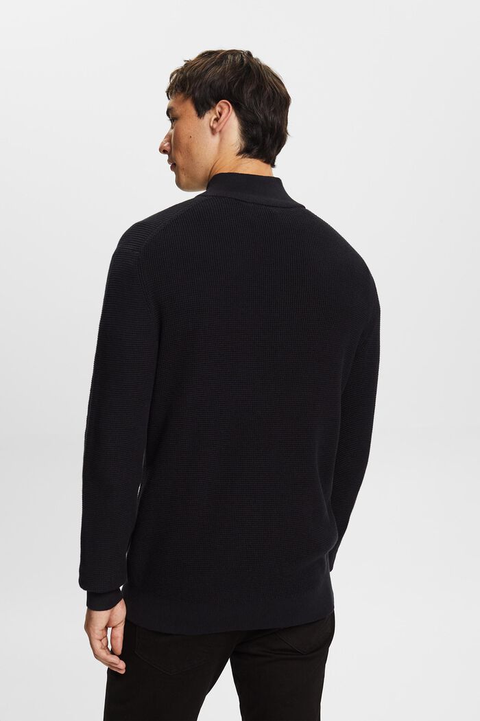 Troyer in cotone con zip, BLACK, detail image number 3