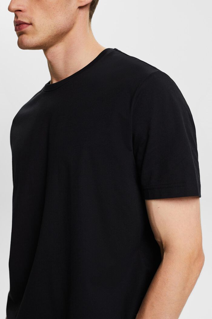 T-shirt girocollo in jersey di cotone Pima, BLACK, detail image number 2