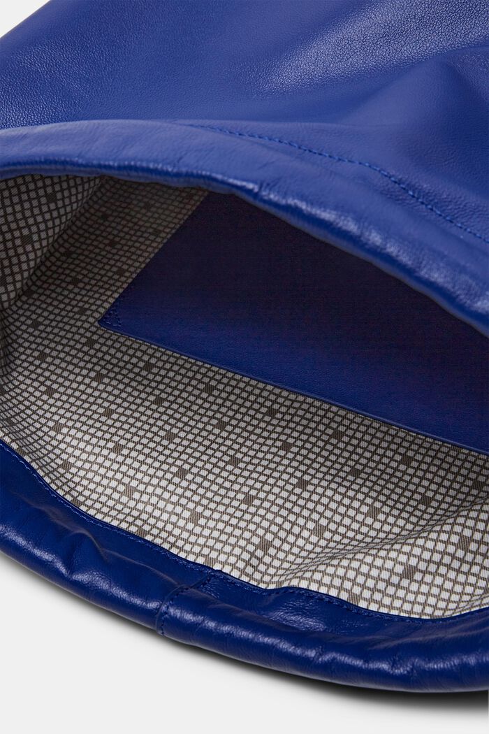 Zaino in pelle con coulisse e logo, BRIGHT BLUE, detail image number 3