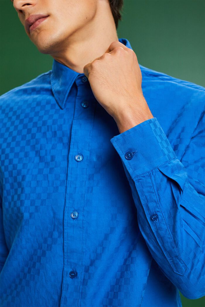 Camicia in cotone jacquard, BRIGHT BLUE, detail image number 2