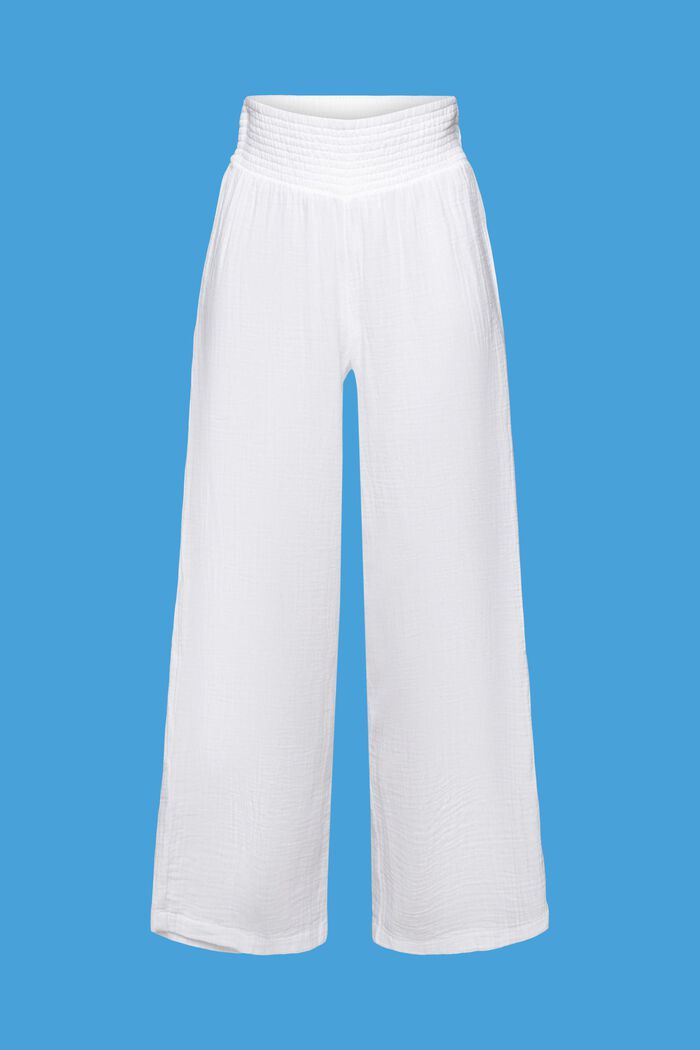 Pantaloni a gamba larga, 100% cotone, WHITE, detail image number 4