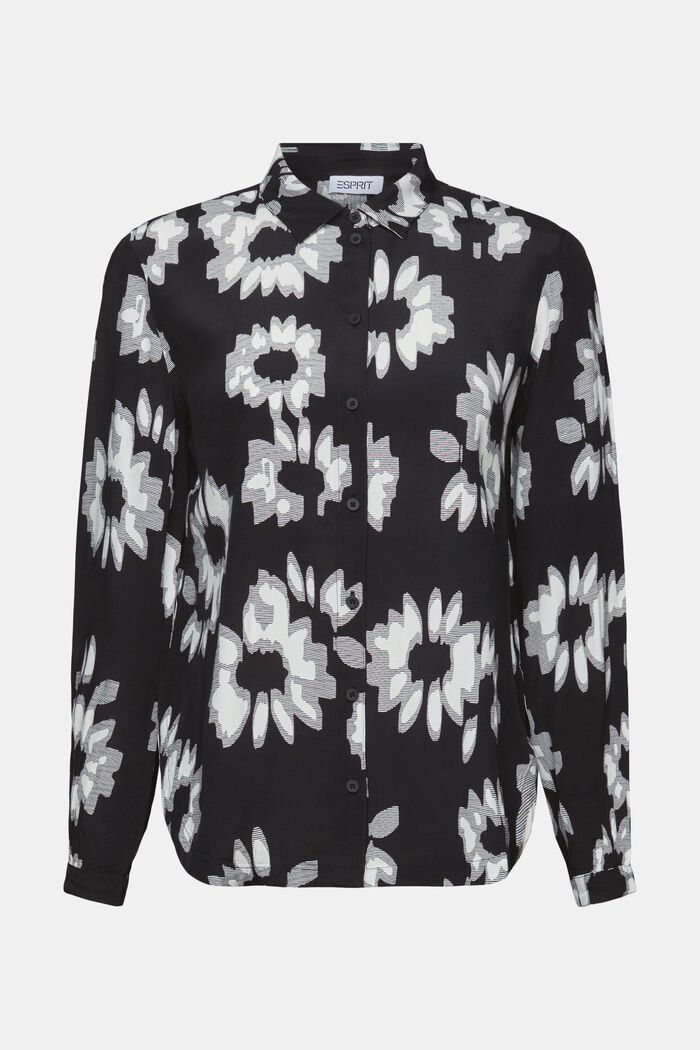 Camicia blusata stampata, BLACK, detail image number 6