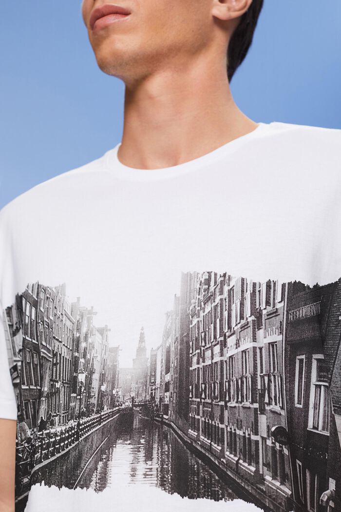 T-shirt girocollo con stampa, 100% cotone, WHITE, detail image number 2