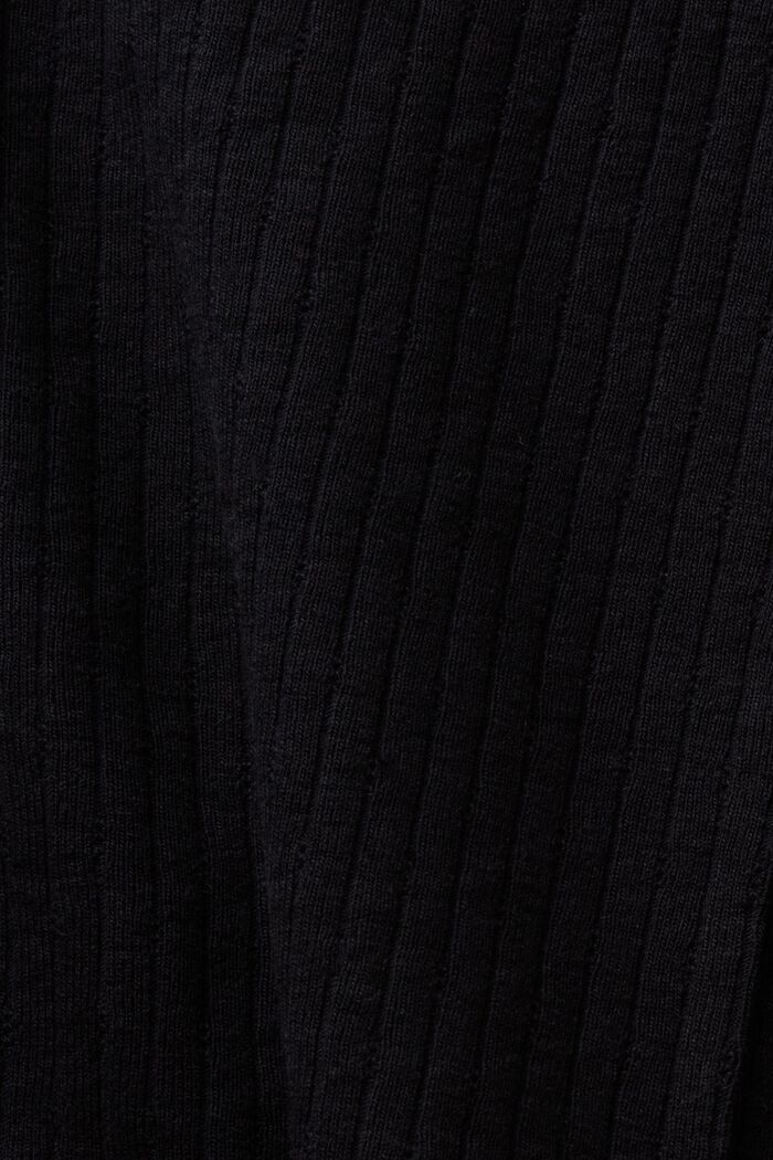 Maglia a manica lunga a coste con scollo a barchetta e pizzo, BLACK, detail image number 4
