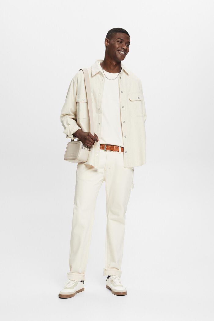 Overshirt a manica lunga in stile utility, OFF WHITE, detail image number 1