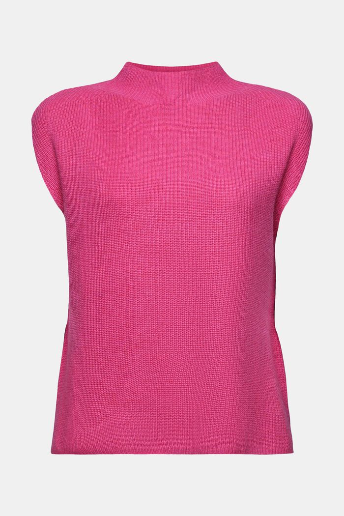 Gilet in maglia a coste in misto lana, PINK FUCHSIA, detail image number 6