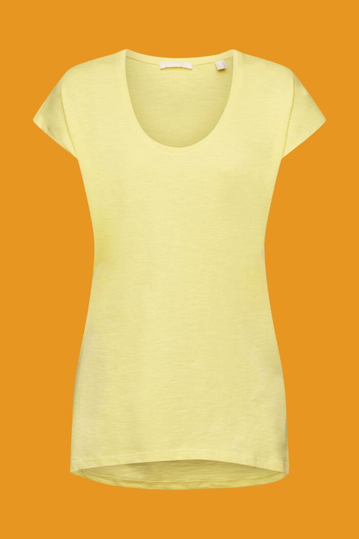 T-shirt in cotone con scollo a U, LIGHT YELLOW, detail image number 6