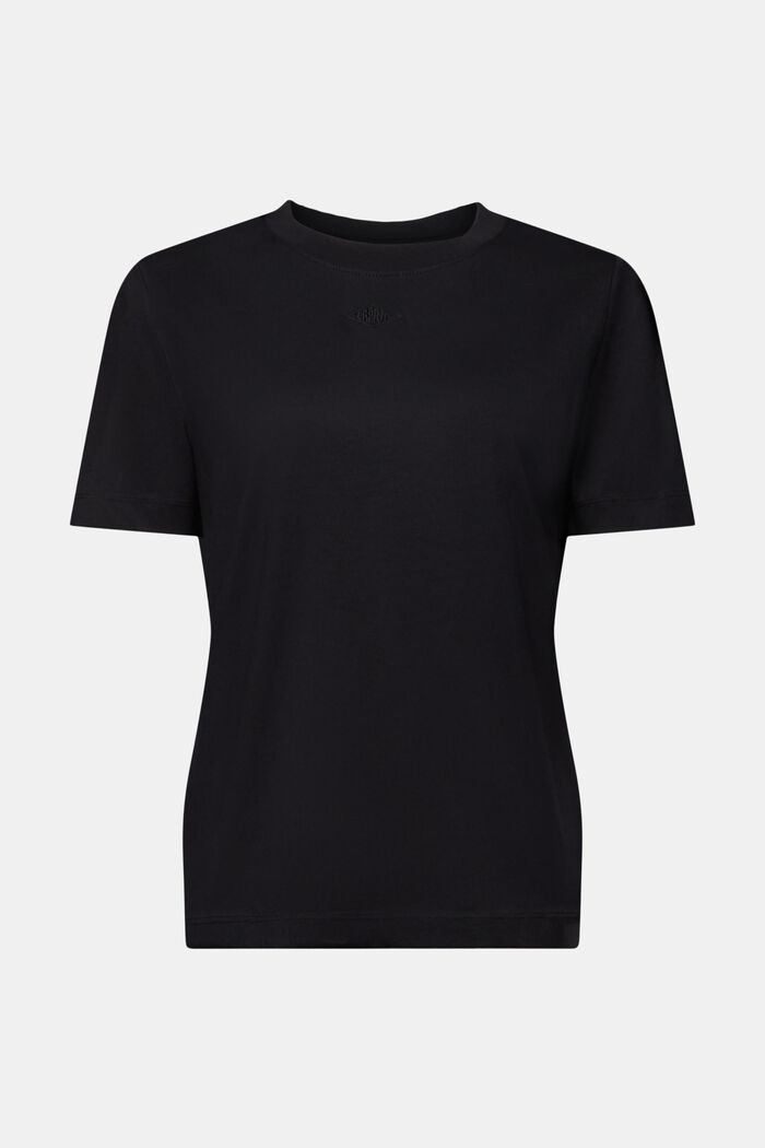 T-shirt in cotone Pima con logo ricamato, BLACK, detail image number 6
