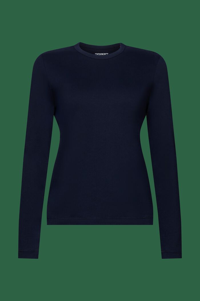 Maglia girocollo a maniche lunghe slim, NAVY, detail image number 6