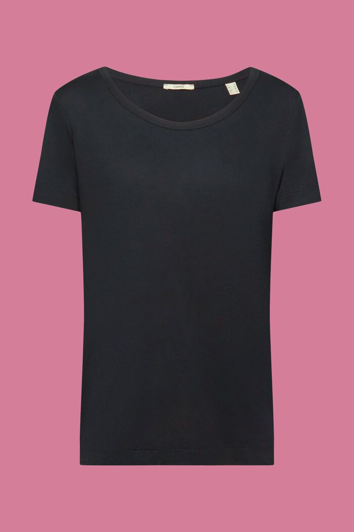 T-shirt in viscosa con girocollo ampio, BLACK, detail image number 6