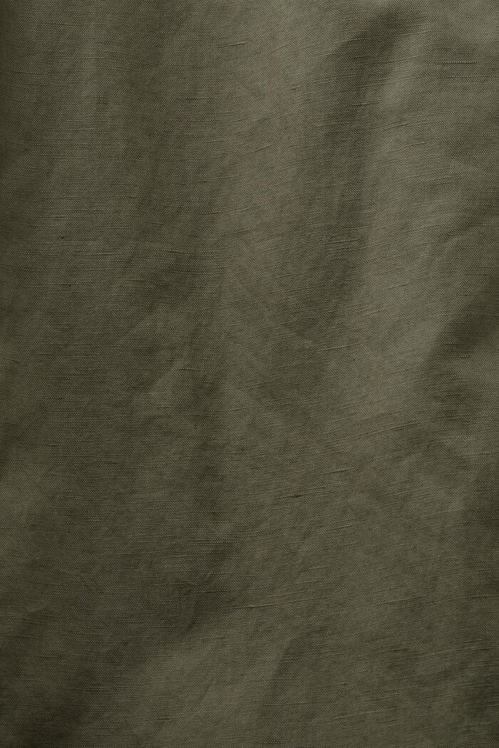 Pantaloni culotte cropped in lino e cotone, DARK KHAKI, detail image number 6