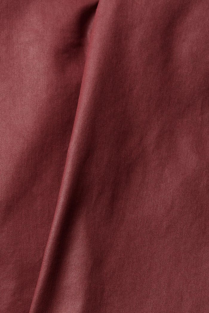 Gonna al ginocchio effetto pelle, BORDEAUX RED, detail image number 6