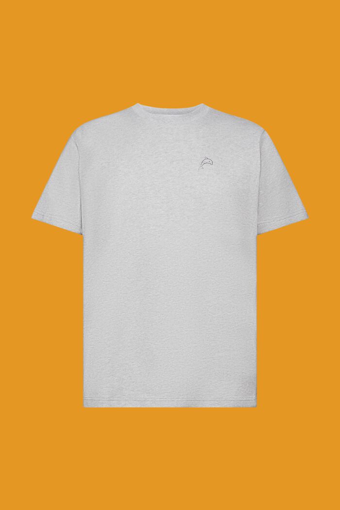 T-shirt in cotone con stampa di delfino, LIGHT GREY, detail image number 6