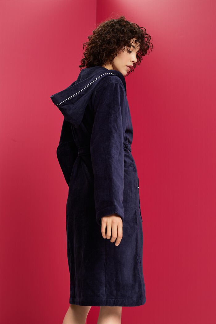 Accappatoio in velour 100% cotone, NAVY BLUE, detail image number 3